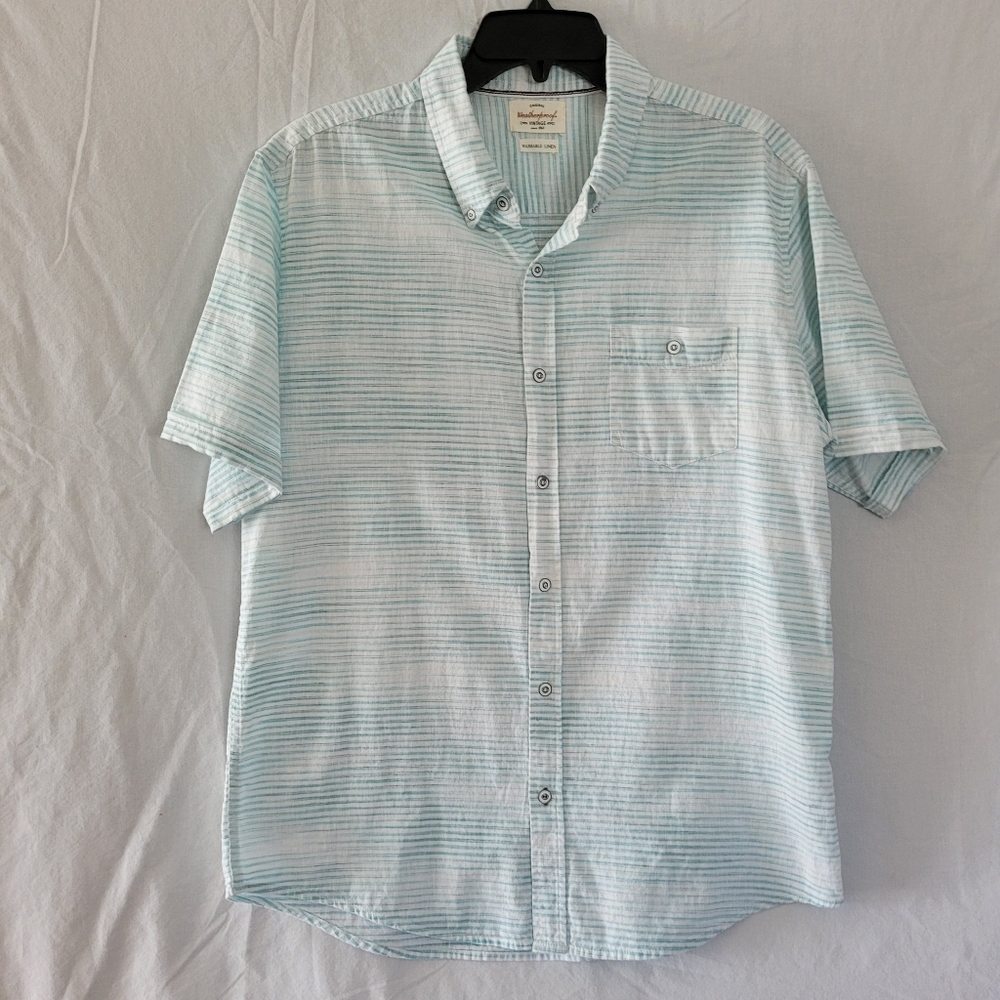 Weatherproof Men's Blue Striped Button-Up Shirt